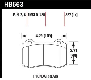 Hyundai Genesis Coupe Brake Pads - Rear - Hawk Performance - HPS Street 14mm - 2010